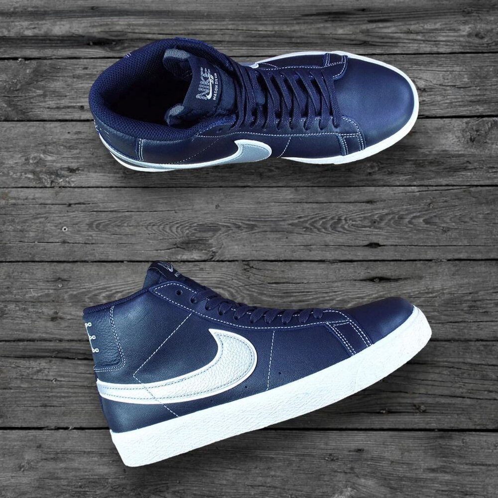 Nike SB Zoom Blazer Mid QS Shoes - Dark Obsidian/Metallic Silver (BRAND NEW)